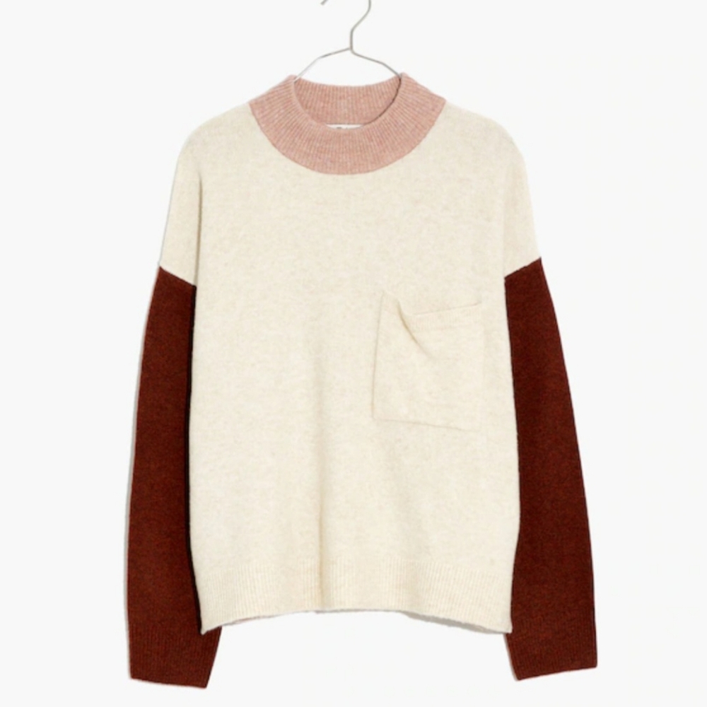 Madewell Colorblock Sweater with Pocket, Size Small